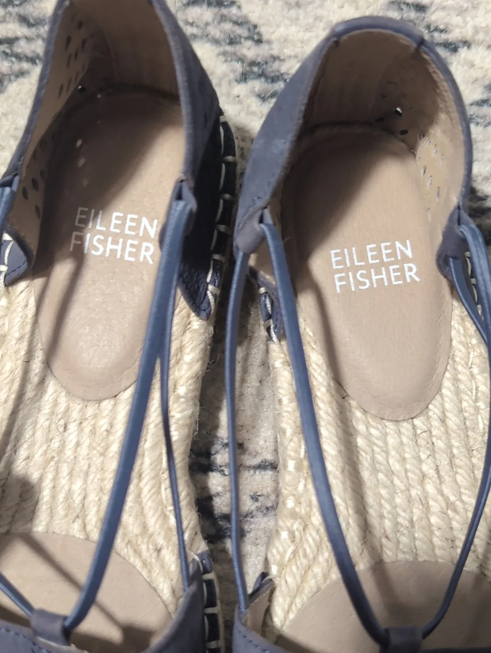 Eileen Fisher Lee 2 Bluee Espadrille Flat, 7.5 Narrow Fit.